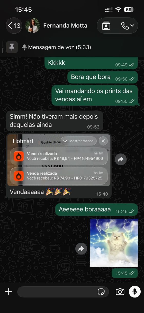Print de várias vendas aprovadas no mesmo dia
